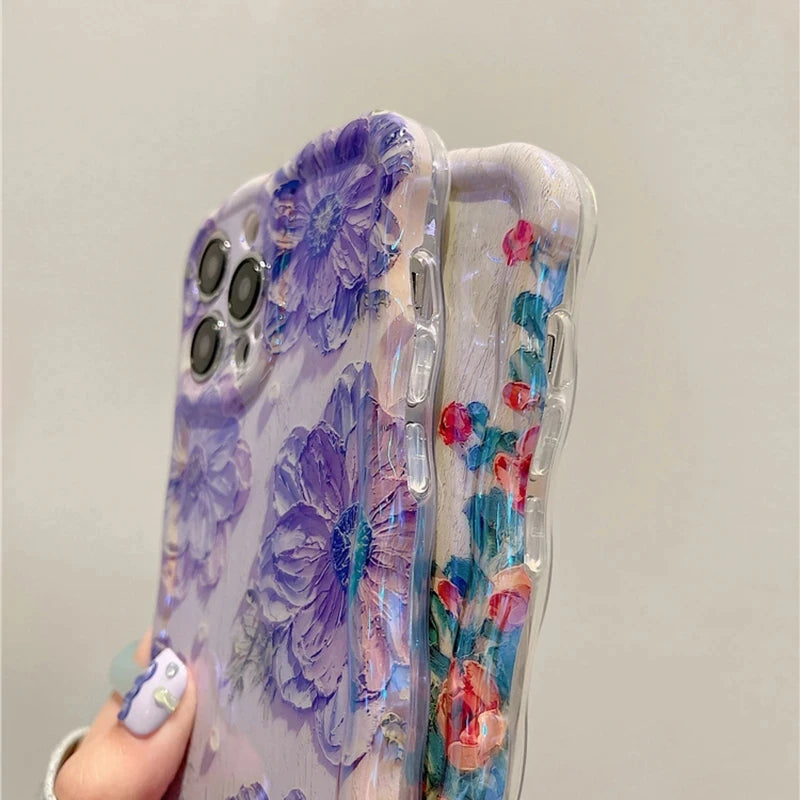 Luxury Blue Floral Shockproof Case