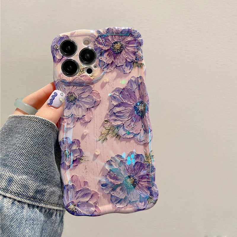 Luxury Blue Floral Shockproof Case