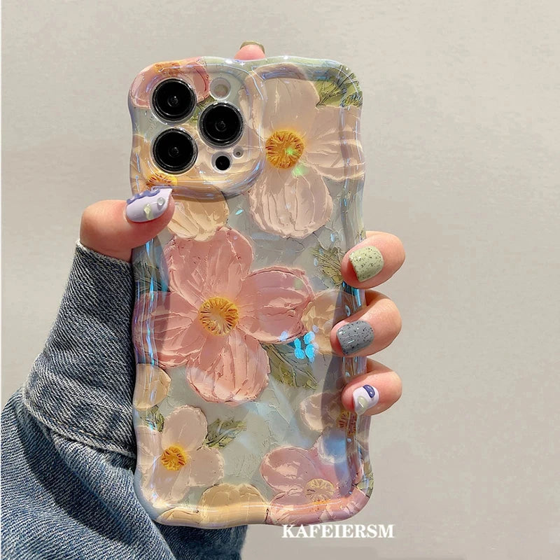 Luxury Blue Floral Shockproof Case