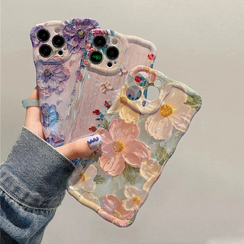 Luxury Blue Floral Shockproof Case