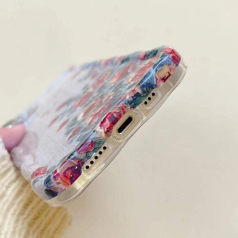 Luxury Blue Floral Shockproof Case